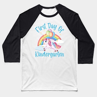 Bonny Unicorn and Rainbow | First Day of Kindergarten Baseball T-Shirt